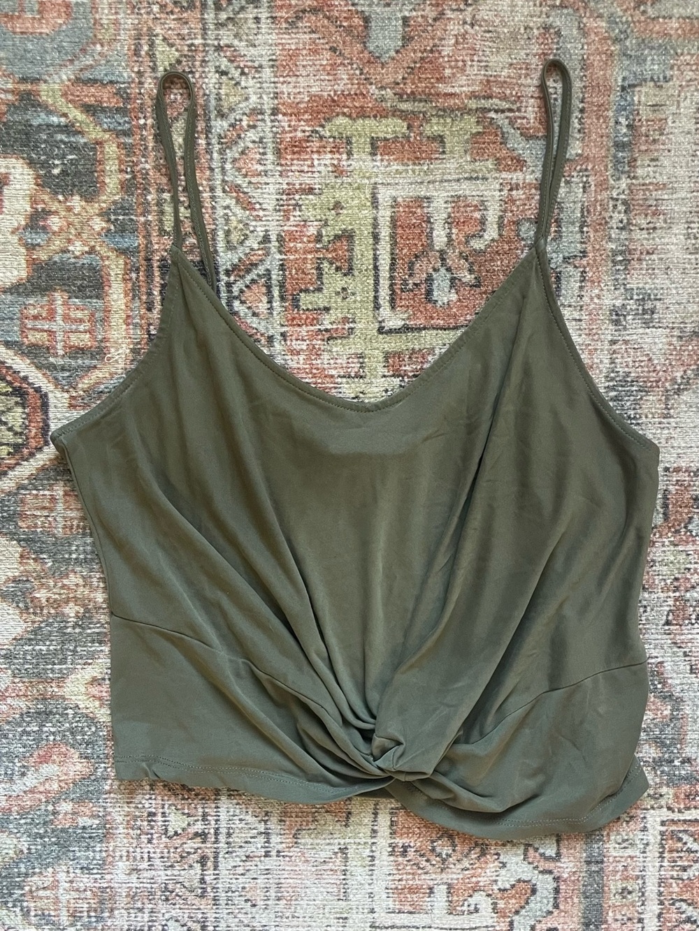 All in Favor Green Twist-Front Cami Tank Top